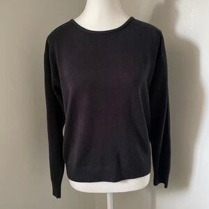 Tina 100% Cashmere Best Quality Scotland Black Crew Neck Classic Sweater Size S